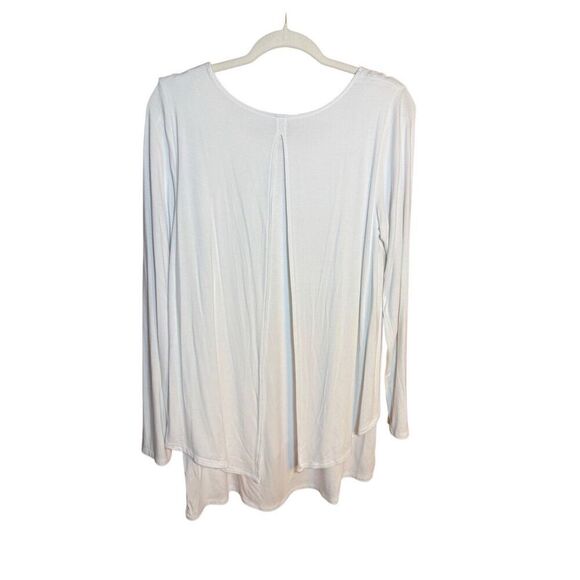 Soft Surroundings Perfect Layers Tiered White Top Long Sleeve Split Back Sz M - Picture 4 of 10